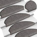vidaXL Tapis d'escalier 15 pièces 65 x 21 x 4 cm Beige et gris Demi-rond Grand