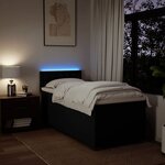 vidaXL Sommier à lattes de lit avec matelas Noir 90x190 cm Tissu