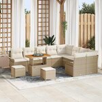 vidaXL Ensemble de canapé de jardin avec coussin 12 Pièces Beige  Crème