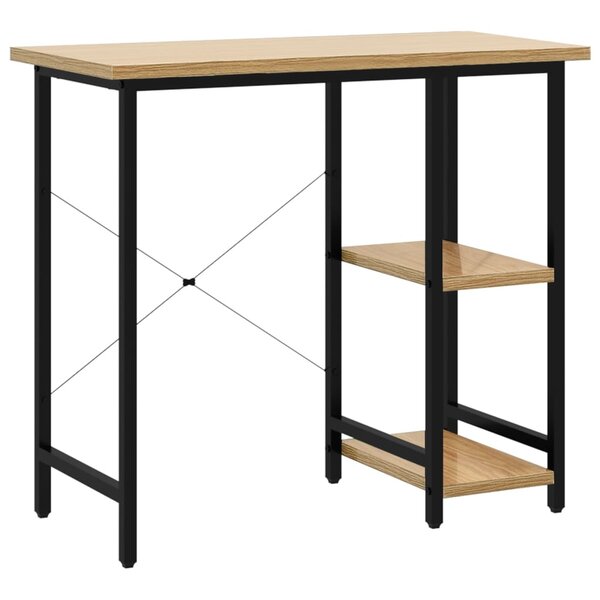 Bureau table poste de travail meuble d'ordinateur informatique étude d'ordinateur et chêne clair 80 x 40 x 72cm MDF et métal brun 02_0023755