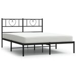 vidaXL Cadre de lit métal avec tête de lit noir 120x200 cm