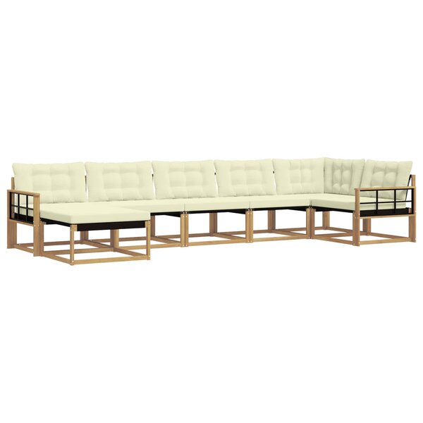 vidaXL Ensemble de canapés d'extérieur 7 pc Blanc et crème