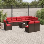 vidaXL Salon de jardin et coussins 11 Pièces marron résine tressée
