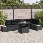 vidaXL Ensemble de canapé de jardin 7 Pièces Noir 100 x 55 x 73 cm