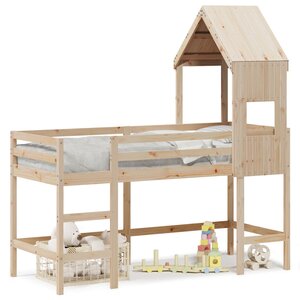 vidaXL Lit superposé avec échelle et toit sans matelas 90x190 cm