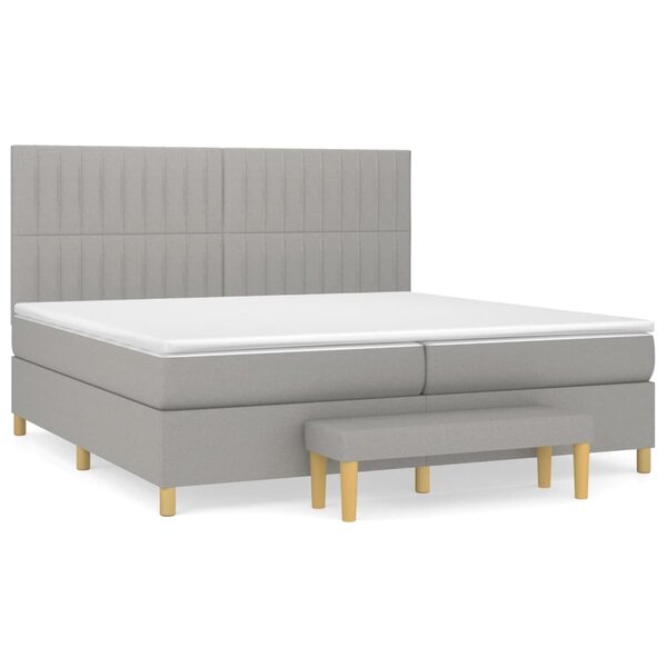 vidaXL Sommier à lattes de lit avec matelas Gris clair 200x200cm Tissu