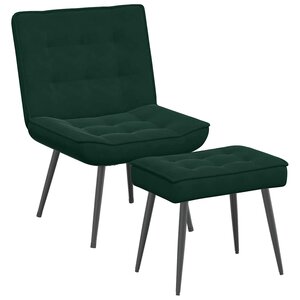 vidaXL Chaise de relaxation avec tabouret Vert foncé Velours