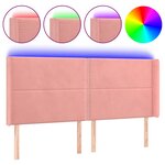 vidaXL Tête de lit à LED Rose 163x16x118/128 cm Velours