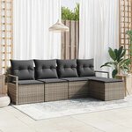 vidaXL Ensemble de canapé de jardin 5 Pièces Gris Poly rotin