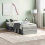 vidaXL Cadre de lit sonoma gris 75x190 cm petit simple