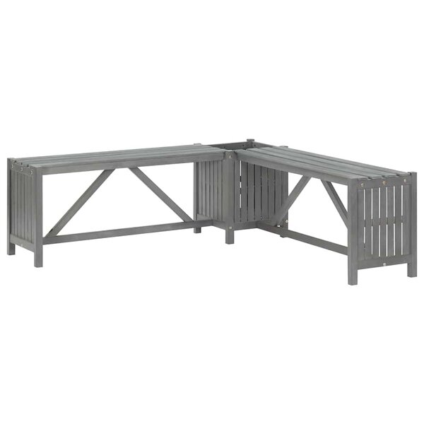 vidaXL Banc d'angle de jardin et jardinière 117 cm bois d'acacia gris