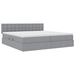 vidaXL Lit de rangement LED avec matelas Gris clair 200 x 200 cm Tissu