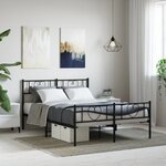 vidaXL Cadre de lit métal sans matelas avec pied de lit noir 140x200cm
