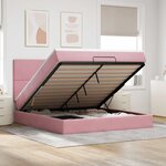 vidaXL Cadre de lit ottoman avec matelas rose 180x200 cm velours