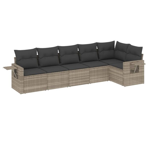 vidaXL Salon de jardin 6 Pièces avec coussins gris clair résine tressée