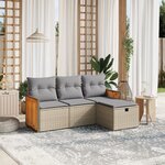 vidaXL Salon de jardin avec coussins 4Pièces mélange beige résine tressée