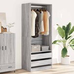 vidaXL Garde-robe sonoma gris 80x50x200 cm bois d'ingénierie