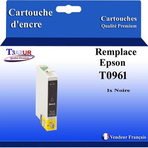 Cartouche Compatible pour Epson T0961 (C13T09614010) Photo Noire - T3AZUR