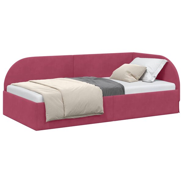 vidaXL Cadre de lit d'angle Bordeaux 80 x 200 cm Velours