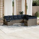 vidaXL Salon de jardin 10 Pièces avec coussins gris résine tressée