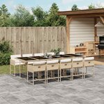 vidaXL Ensemble à manger de jardin et coussins 11 Pièces beige poly rotin