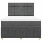vidaXL Sommier à lattes de lit avec matelas Gris foncé 140x200cm Tissu