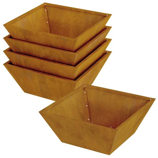 vidaXL 5 jardinières en acier corten  40x40x15 cm