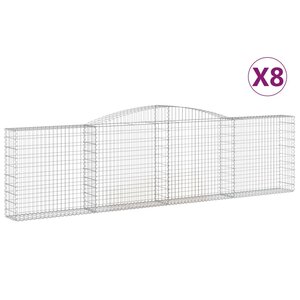 vidaXL Paniers à gabions arqués 8 Pièces 400x30x100/120 cm Fer galvanisé