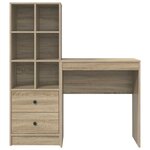 vidaXL Bureau avec tiroir avec étagère 2 Pièces Chêne Sonoma