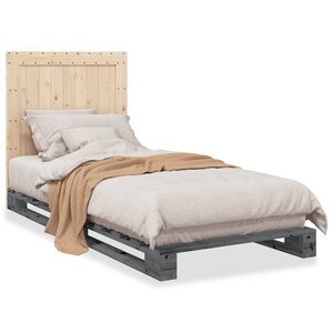 vidaXL Cadre de lit sans matelas gris 90x200 cm bois de pin massif