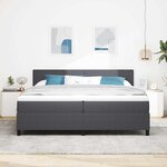 vidaXL Lit à ressort LED Gris foncé et blanc 200 x 200 cm