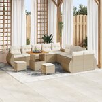 Set de canapé de jardin vidaXL 13 pièces avec coussins beige poly rattan acacia