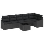 vidaXL Ensemble de canapé de jardin 7 pièces avec coussins beiges en rotin synthétique