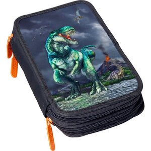 Coppenrath Verlag 16743 - Trousse à crayons à 3 compartiments motif T-Rex - Bleue