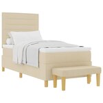 vidaXL Lit à ressorts avec coussin Crème 200 x 90 cm tissu
