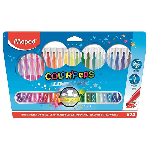 24 Feutres Lavables Color'Peps - Pointe Moyenne - Maped