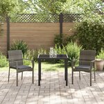 vidaXL Ensemble de 3 pièces de salle à manger de jardin avec coussins gris en poly rotin