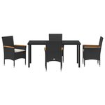 Ensemble de salle à manger de jardin 5 pièces avec coussins en poly rotin noir vidaXL