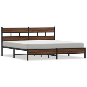 vidaXL Cadre de lit en métal sans matelas chêne marron 180x200 cm