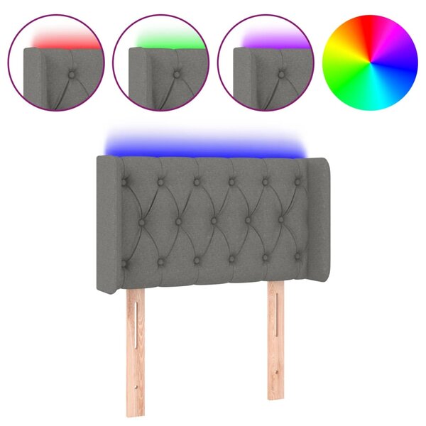 vidaXL Tête de lit à LED Gris foncé 83x16x78/88 cm Tissu