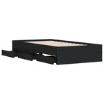 vidaXL Cadre de lit avec tiroirs noir 75x190 cm bois d'ingénierie