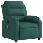vidaXL Fauteuil de massage inclinable Vert foncé Tissu