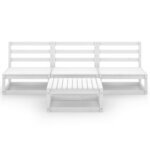 vidaXL Salon de jardin 4 Pièces Blanc Bois de pin massif