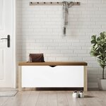 vidaXL Boîte de rangement et coussin blanc et chêne sonoma 105x40x45cm