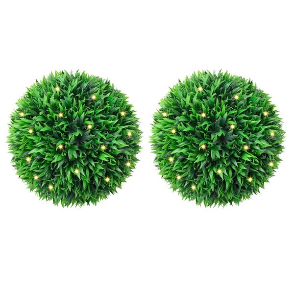vidaXL Boules de buis artificielles avec lumières LED 2 Pièces vert 38 cm
