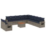 vidaXL Salon de jardin avec coussins 12 Pièces gris résine tressée