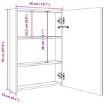 vidaXL Armoire de salle de bain à miroir LED gris béton 50x13x70 cm