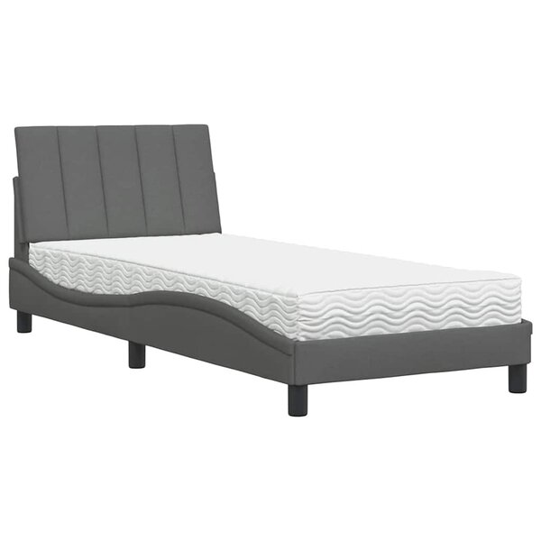 vidaXL Lit avec matelas Hanko gris foncé 80x200 cm tissu