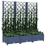 vidaXL Jardinière avec treillis bleu gris 120x40x121 5 cm PP