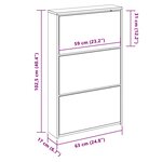 vidaXL Armoire à chaussures miroir 3 niveaux Sonoma gris 63x17x102 5cm